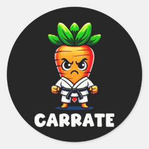Sticker Rond Carotte Drôle En Karate Gi Carré Ceinture Noire Ma