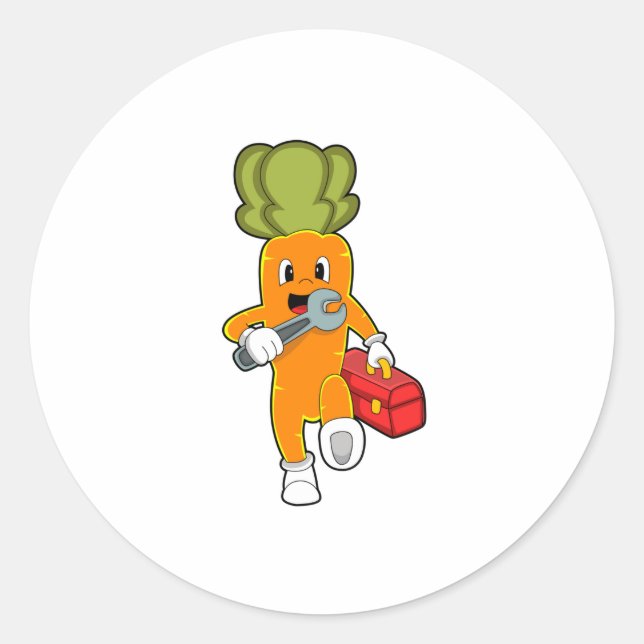 Sticker Rond Carotte en mécanique avec Boîte à outils (Devant)