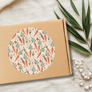 Sticker Rond Carottes élégantes vintage avec fleurs et petit œu