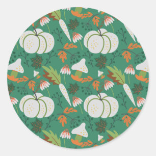 Sticker Rond Carottes et champignons motifs sans soudure citrou