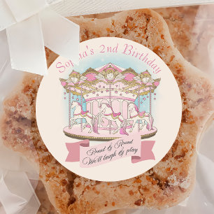 Sticker Rond Carousel Cirque Fête d'Anniversaire