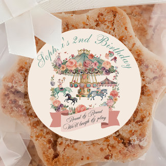 Sticker Rond Carousel Horse Carnaval Fête d'anniversaire