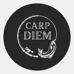 Sticker Rond Carp Diem Saisir Carp Funny Pêche Carpe Diem