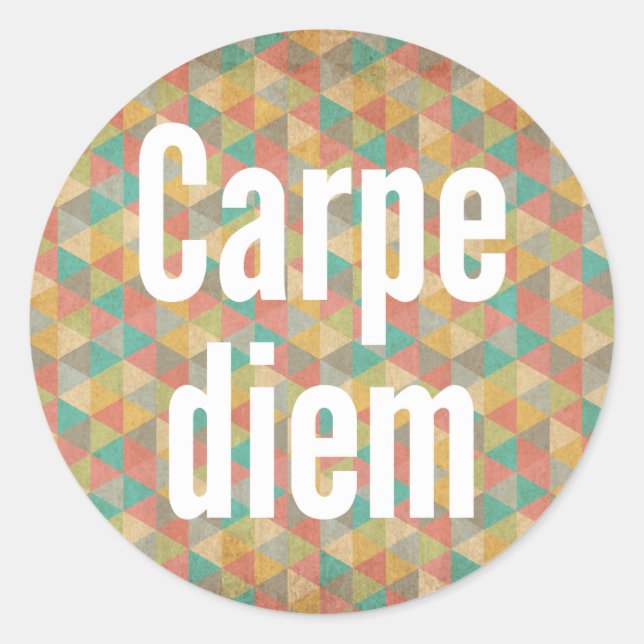 Sticker Rond Carpe diem, Saisir la journée, Motif coloré (Devant)