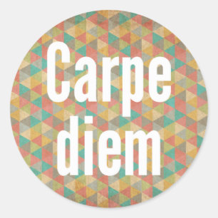 Sticker Rond Carpe diem, Saisir le jour, Motif Coloré