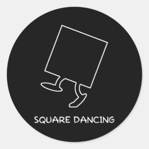 Sticker Rond Carré Danser passionné Drôle Carré Danser