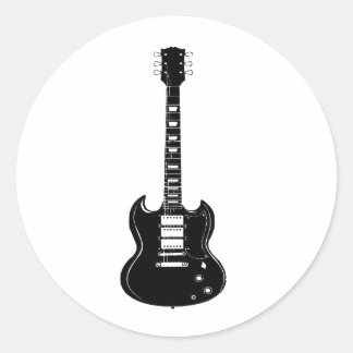 Sticker Rond Carré de guitare électrique et acoustique Rock and