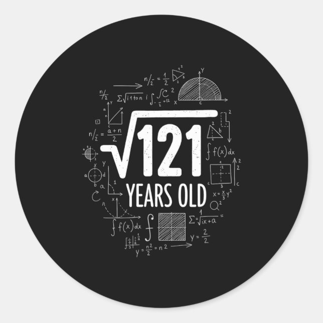 Sticker Rond Carré mathématique 121 ans, drôle de maths  (Devant)