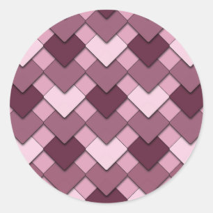 Sticker Rond Carré rose rose et Motif arlequin de diamant