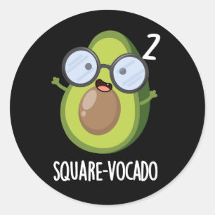 Sticker Rond Carré-vocado Drôle Avocado Puns Dark BG