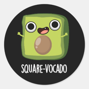 Sticker Rond Carré-vocado Drôle Avocado Puns Dark BG