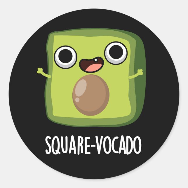 Sticker Rond Carré-vocado Drôle Avocado Puns Dark BG (Devant)