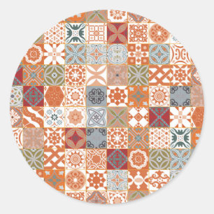Sticker Rond Carreau marocain orange