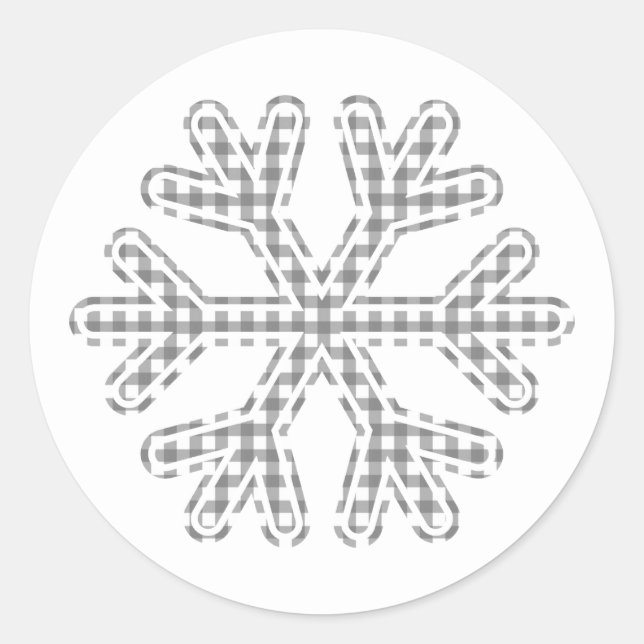 Sticker Rond Carreaux noirs flocons de neige Noël rustique camp (Devant)