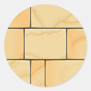 Sticker Rond Carrelage en marbre jaune doré de luxe