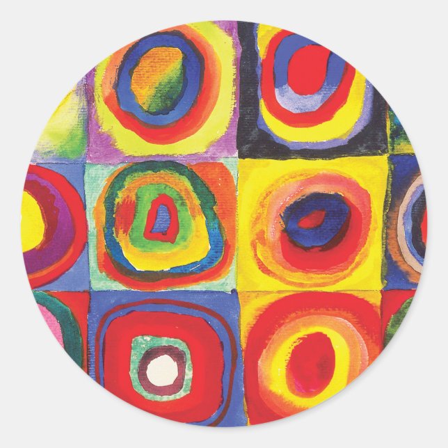 Sticker Rond Carrés avec cercles concentrés Hiroaki Takahashi (Devant)