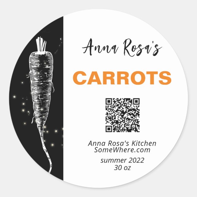 STICKER ROND *~* CARROT AP30 - DÉSHYDRATED CANNING FREEZE QR CL (Devant)