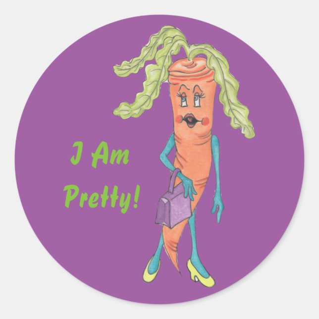 Sticker rond Carrot Cara brillant (Devant)