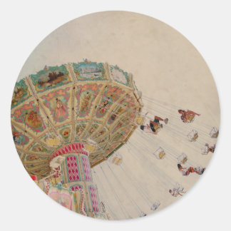 Sticker Rond Carrousel vintage à Paris