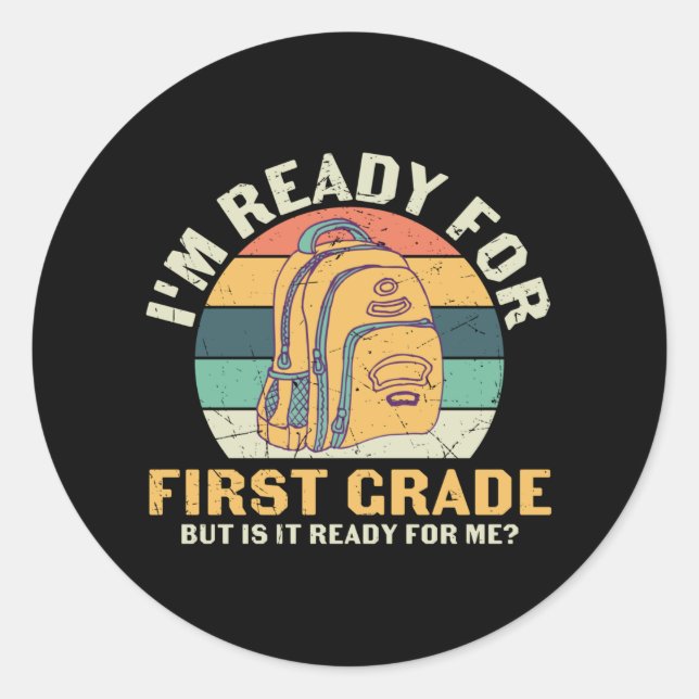Sticker Rond Cartable Première Année Premier Jour d'École Cadea (Devant)