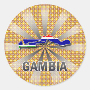 Sticker Rond Carte 2,0 de drapeau de la Gambie
