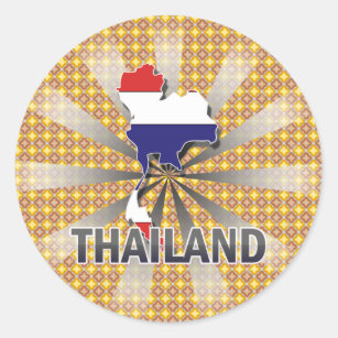 Sticker Rond Carte 2,0 de drapeau de la Thaïlande