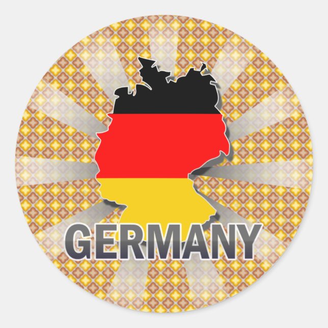 Sticker Rond Carte 2,0 de drapeau de l'Allemagne (Devant)