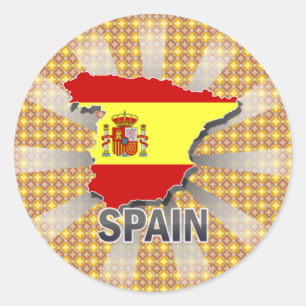 Sticker Rond Carte 2,0 de drapeau de l'Espagne