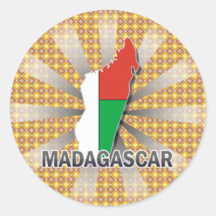 Sticker Rond Carte 2,0 de drapeau du Madagascar
