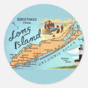 Sticker Rond Carte ancienne de Long Island