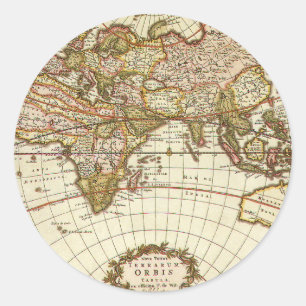Sticker Rond Carte ancienne du monde par Frederick de Wit, vers