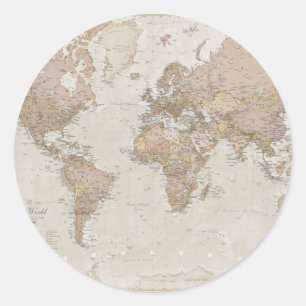 Sticker Rond Carte antique du monde