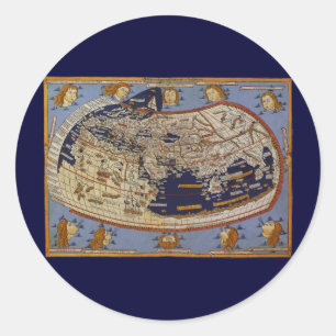 Sticker Rond Carte antique du monde ptolémaïque, Johannes d'Arn