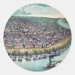 Sticker Rond Carte antique Saint Louis Missouri Mississippi
