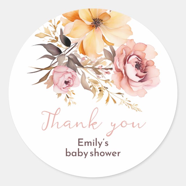 Sticker Rond Carte baby shower fille rose pâle (Devant)