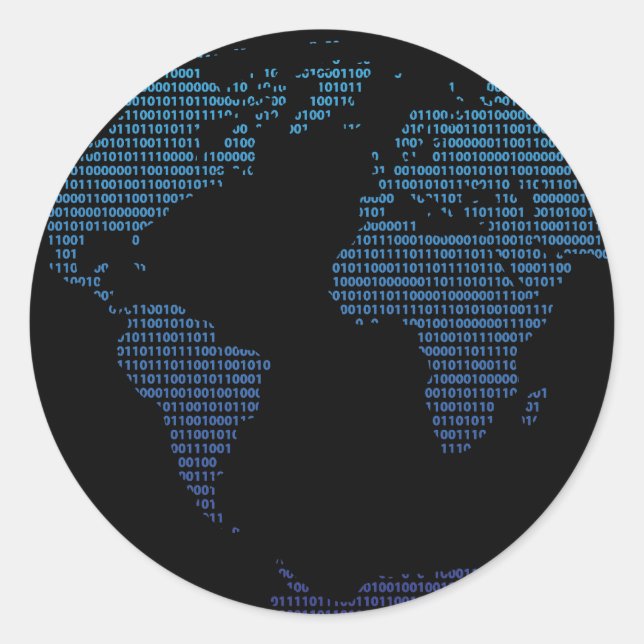 Sticker Rond Carte binaire (Devant)