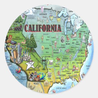 Sticker Rond Carte California USA