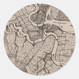 Sticker Rond Carte, Cartographie, Géographie, Altamaha River, É