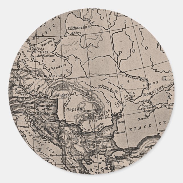 Sticker Rond Carte, Cartographie, Géographie, Topographie, Euro (Devant)