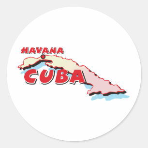 Sticker Rond Carte Cuba