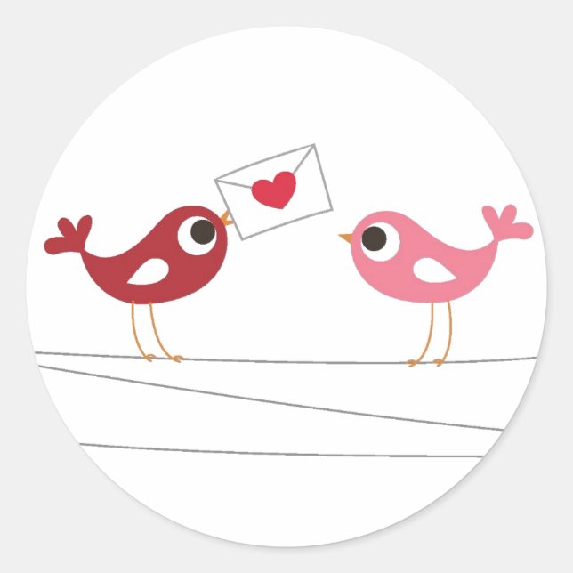 Sticker Rond Carte d'amour pour les oiseaux (Devant)