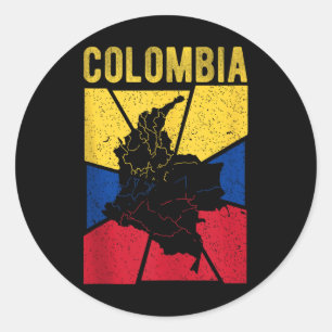 Sticker Rond Carte de Colombie Drapeau Patriote National Expatr