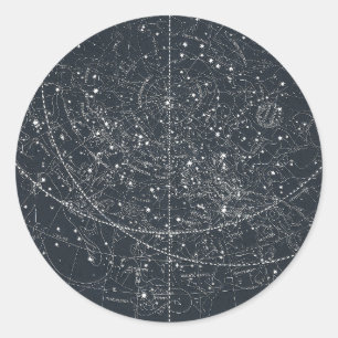 Sticker Rond Carte de constellation vintage