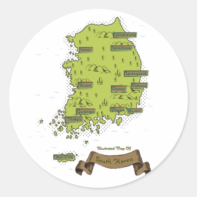 Sticker Rond Carte de Corée du Sud (Devant)