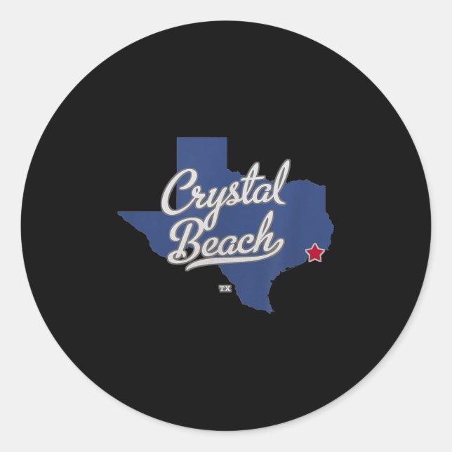 Sticker Rond Carte de Crystal Beach Texas Tx (Devant)