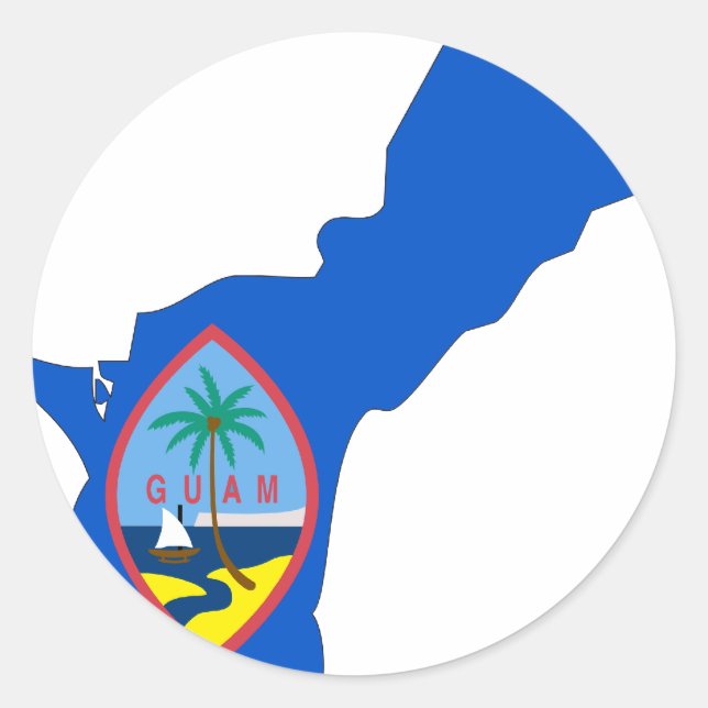 Sticker Rond Carte de drapeau de Guam (Devant)