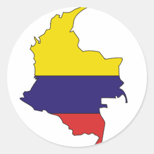 Sticker Rond Carte de drapeau de la Colombie