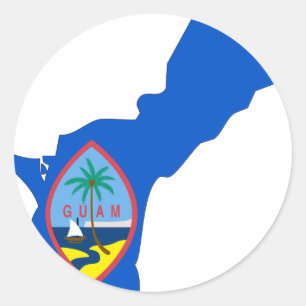 Sticker Rond Carte de drapeau de la Guam