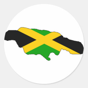 Sticker Rond Carte de drapeau de la Jamaïque