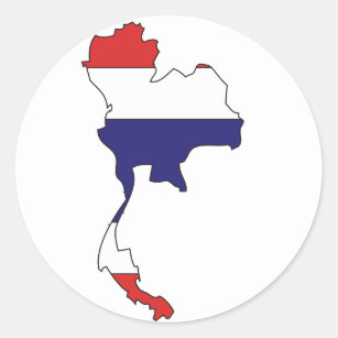 Sticker Rond Carte de drapeau de la Thaïlande